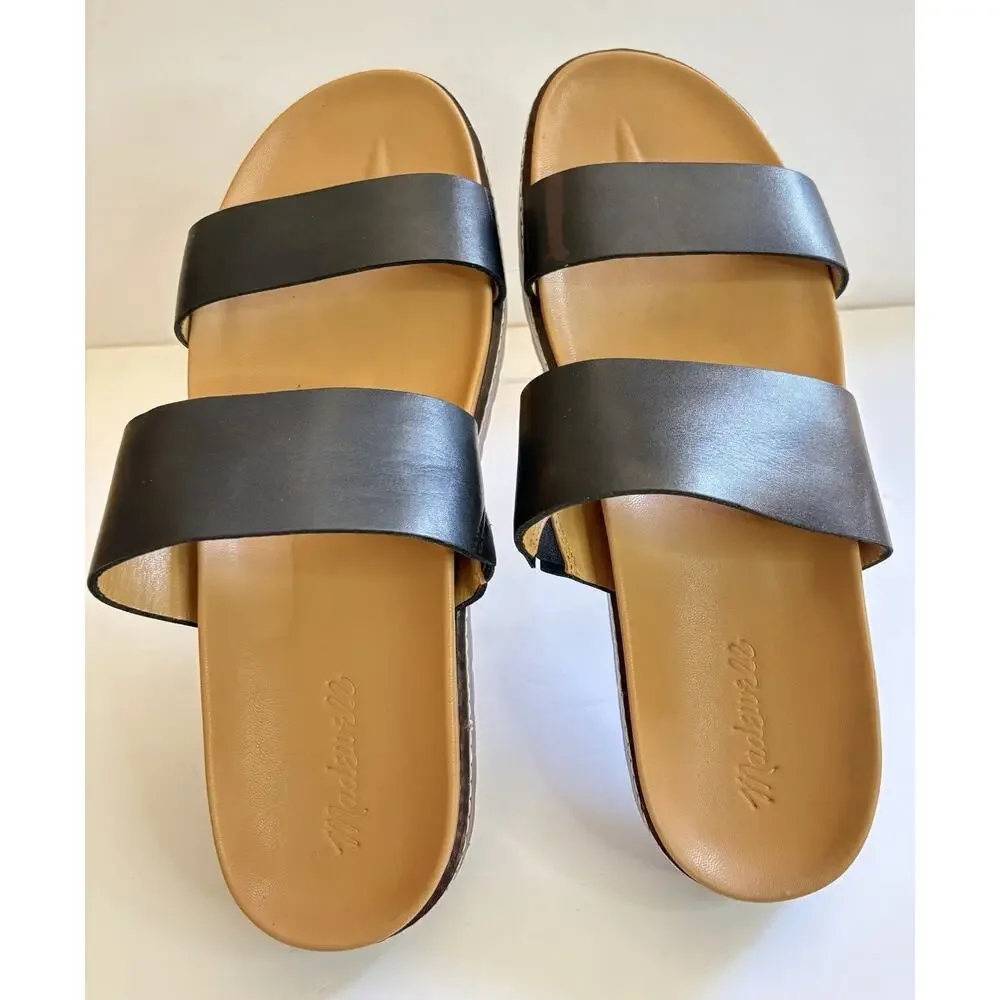 Madewell Shoes Womens Sz 11, 2 Strap Platform Slide Sandals Comfort Casual Black